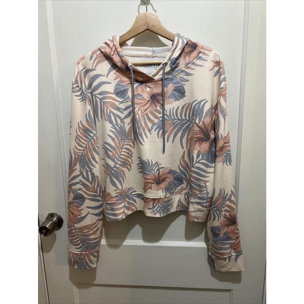 Reel Life Womens XL. Hoodie Short Waist Crop Floral Hooded Sweatshirt WS15